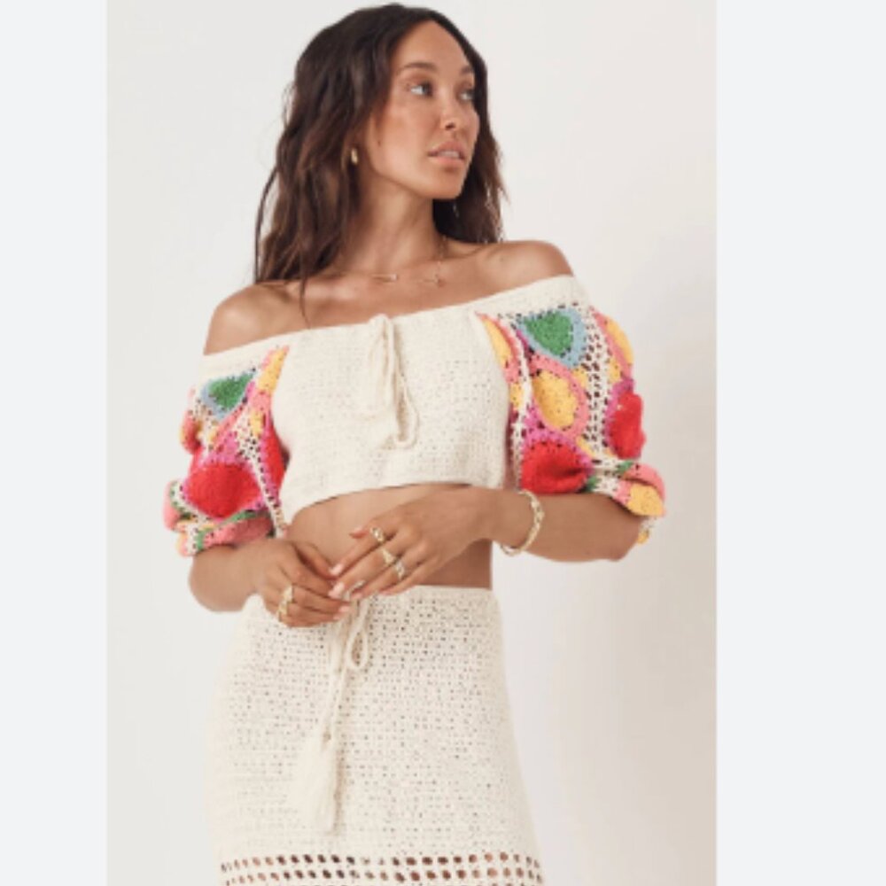 Spell Let the sunshine crochet rainbow crop L - Picture 3 of 12